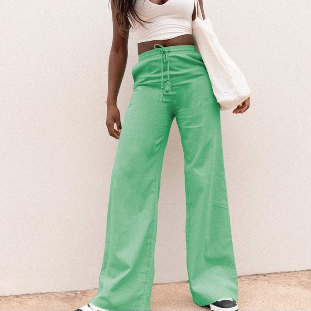 AUBRIE WIDE LEG PANTS GREEN